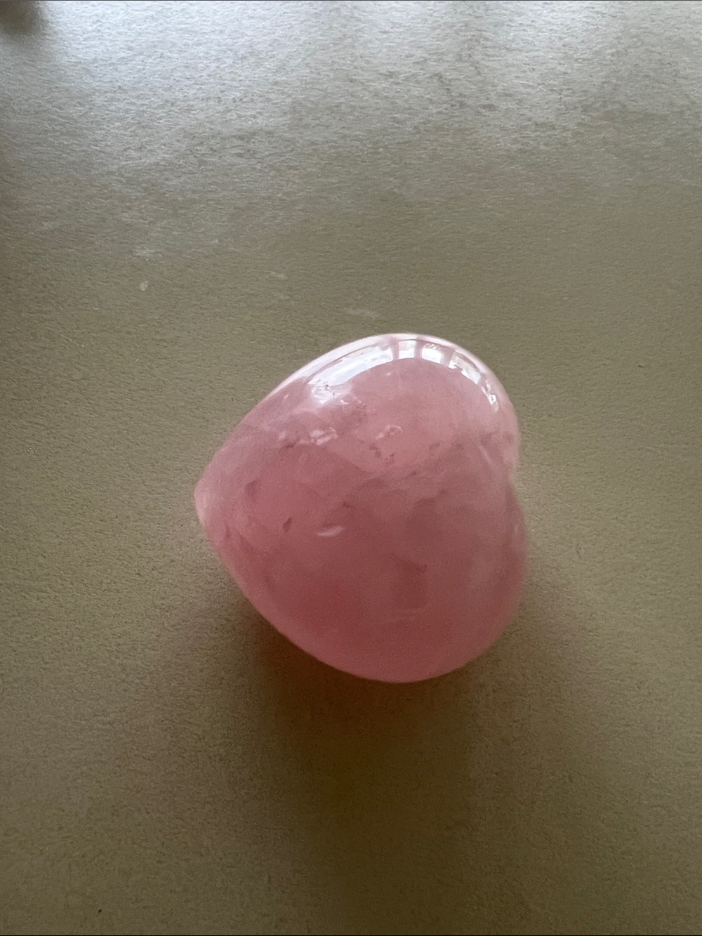 Polished Rose Quartz Heart Stone - Pink Crystal Palm Stone - Picture 5 of 5